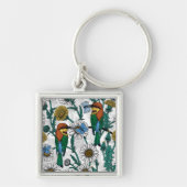 Bijeneters, blauwe vlinders en zeeduivel op wit sleutelhanger (Voorkant)