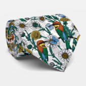 Bijeneters, blauwe vlinders en zeeduivel op wit stropdas (Opgerold)