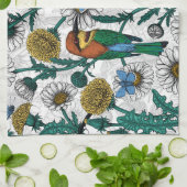 Bijeneters, blauwe vlinders en zeeduivel op wit theedoek (Gevouwen)