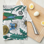 Bijeneters, blauwe vlinders en zeeduivel op wit theedoek (Quarter Fold)