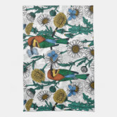 Bijeneters, blauwe vlinders en zeeduivel op wit theedoek (Verticaal)