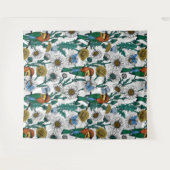 Bijeneters, blauwe vlinders en zeeduivel op wit wandkleed (Voorkant (horizontaal))