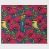 Bijeneters en papavers cadeaupapier (Vlak)