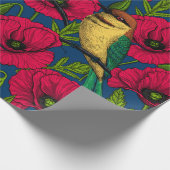 Bijeneters en papavers cadeaupapier (Hoek)