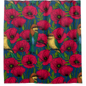 Bijeneters en papavers douchegordijn (Voorkant)