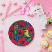 Bijeneters en papavers papieren bordje (Feest)