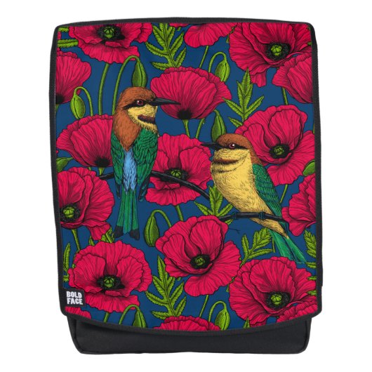 Bijeneters en papavers rugtassen (Voorkant)