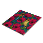 Bijeneters en papavers tegeltje (Zijkant)