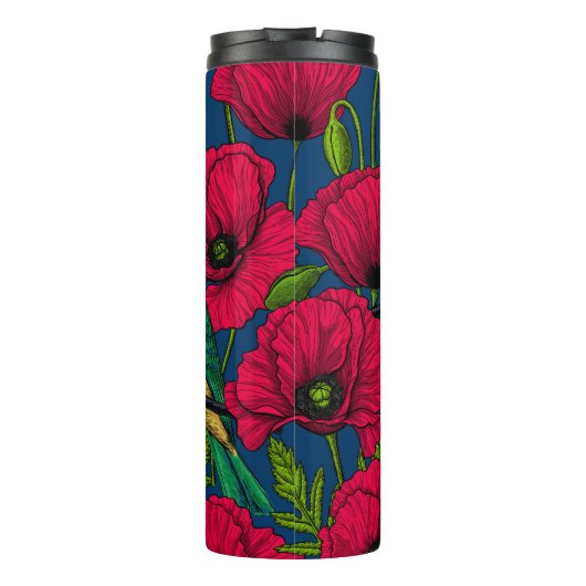 Bijeneters en papavers thermosbeker (Achterkant)