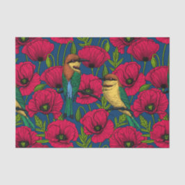 Bijeneters en papavers tissuepapier