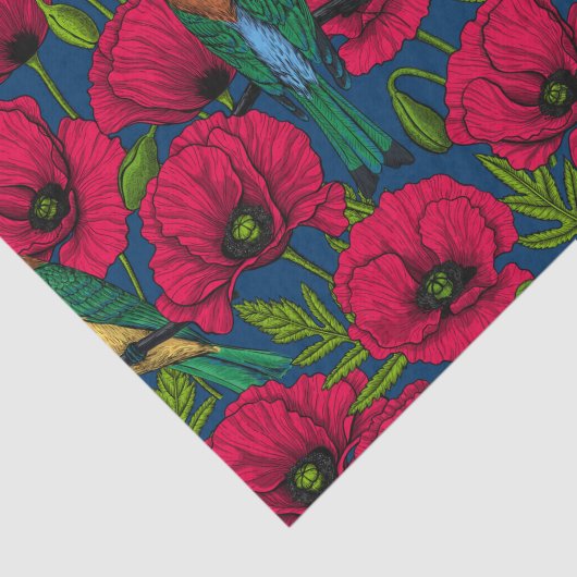 Bijeneters en papavers tissuepapier (Detail)