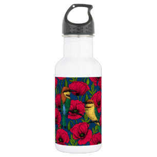 Bijeneters en papavers waterfles 