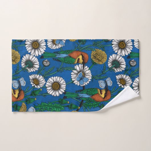 Bijeneters op blauw bad handdoek (Handdoek)