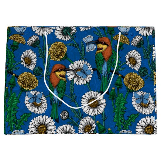 Bijeneters op blauw groot cadeauzakje (Voorkant)