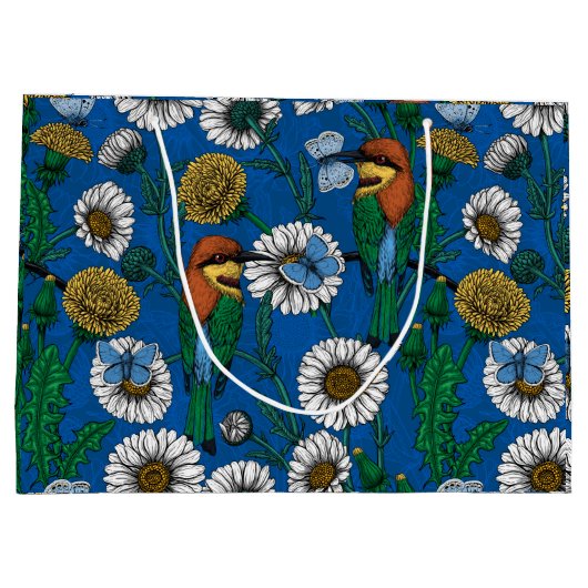 Bijeneters op blauw groot cadeauzakje (Achterkant)