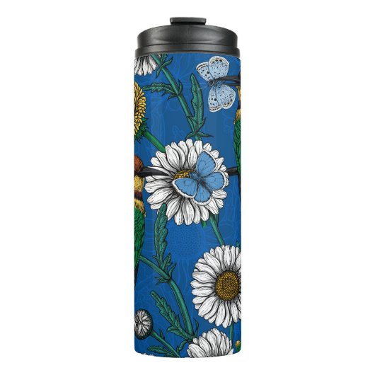 Bijeneters op blauw thermosbeker (Voorkant)