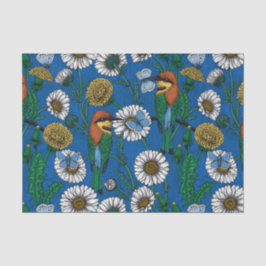 Bijeneters op blauw tissuepapier