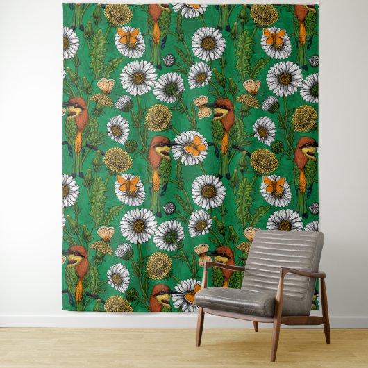 Bijeneters op een voorjaarsweide wandkleed (In situ)