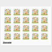 Bijenfamilie Vierkante Sticker (Vel)