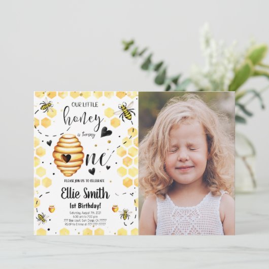 Bijenfoto-uitnodiging Kaart (Staand voorkant)