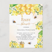 Bijengeel Baby shower, honinghoning Briefkaart (Voorkant)