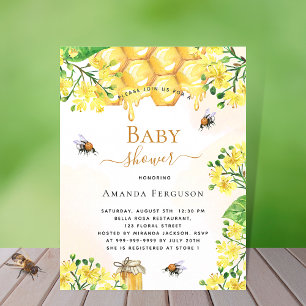 Bijengeel Baby shower, honinghoning Briefkaart