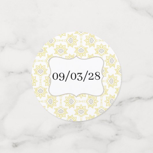 Bijengeel en grijs Geometrisch aangepast Confetti (Kleine voorkant)