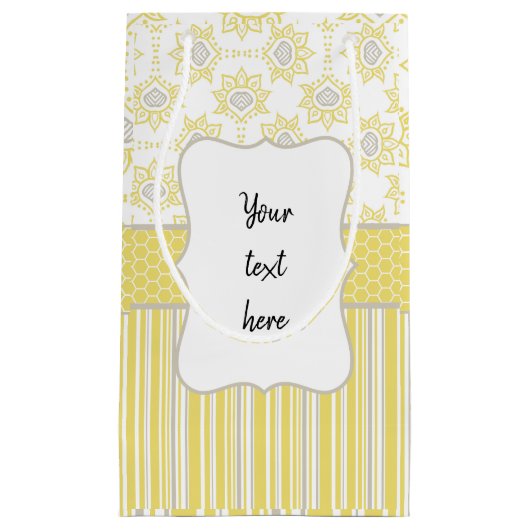 Bijengeel en grijs Geometrisch aangepast Klein Cadeauzakje (Voorkant)