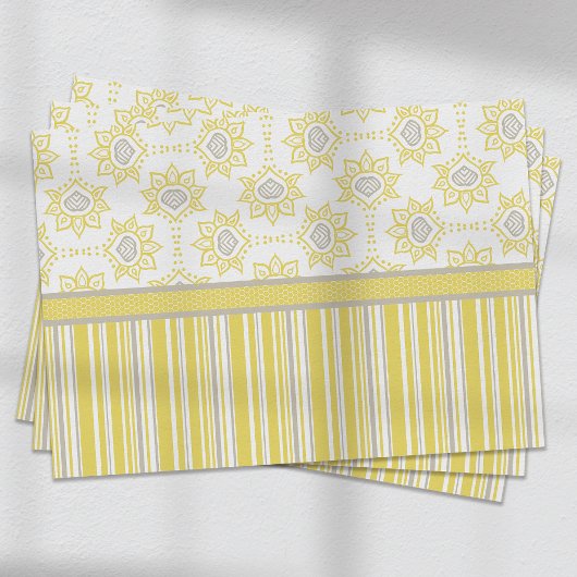 Bijengeel en grijs Geometrisch aangepast Tissuepapier