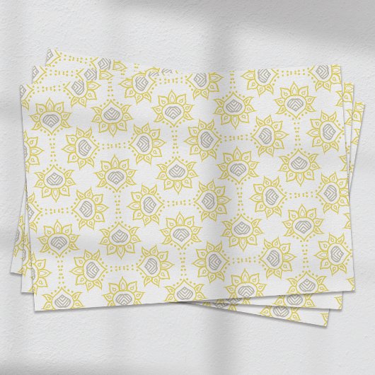 Bijengeel en grijs Geometrisch aangepast Tissuepapier