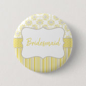 Bijengeel en grijs Geometrisch Bridesmaïde Ronde Button 5,7 Cm (Voorkant)
