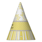 bijengeel en grijs geometrisch feesthoedjes (Rechts)