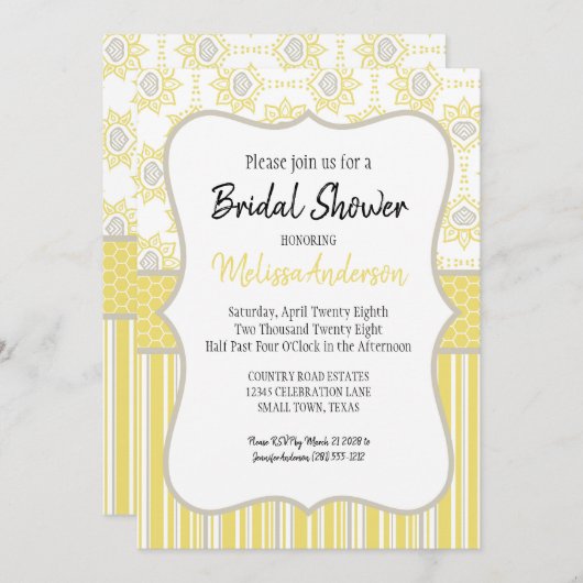 bijengeel en grijs geometrisch kaart (Voorkant / Achterkant)