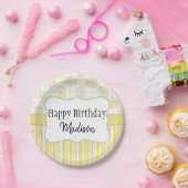 bijengeel en grijs geometrisch papieren bordje (Feest)