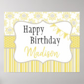 bijengeel en grijs geometrisch poster (Voorkant)