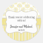 bijengeel en grijs geometrisch ronde sticker (Voorkant)