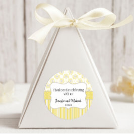 bijengeel en grijs geometrisch ronde sticker