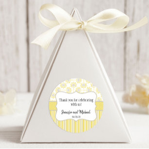 bijengeel en grijs geometrisch ronde sticker