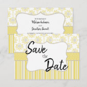 bijengeel en grijs geometrisch save the date (Voorkant / Achterkant)