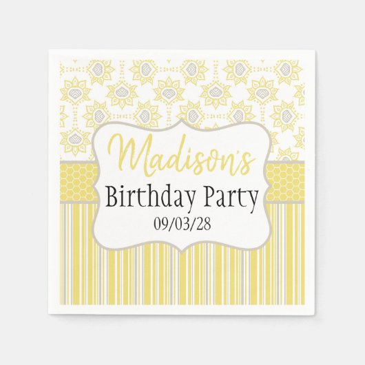 bijengeel en grijs geometrisch servet (Voorkant)