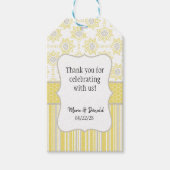 Bijengeel en grijs geometrisch voordeel cadeaulabel (Voorkant)