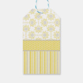 Bijengeel en grijs geometrisch voordeel cadeaulabel (Achterkant)