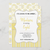 Bijengeel en grijs Geometrische geboortedag uitnod (Voorkant / Achterkant)