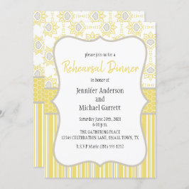 Bijengeel en grijs Geometrische repetitie Dinner Kaart