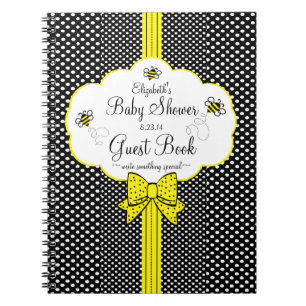 Bijengeel en zwart Baby shower gastboek   Notitieboek