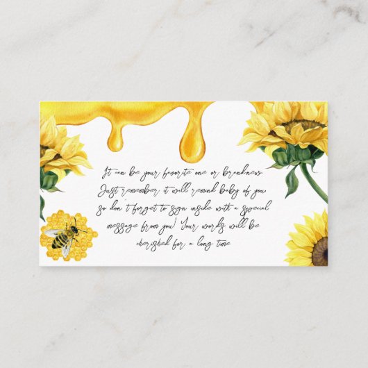 Bijengeel honingkarton voor het spelen van Baby sh Informatiekaartje (Achterkant)