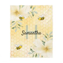 Bijengele floralen honingraat monogrammen