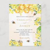 Bijengele honingraat bestemd voor het huwelijk uitnodiging briefkaart (Voorkant)