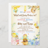 Bijengeslacht onthullen uitnodigen, hommel honingb kaart (Voorkant / Achterkant)