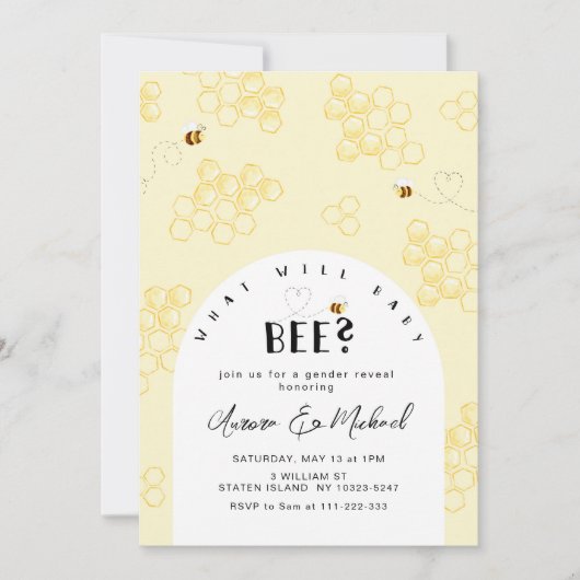 Bijengeslacht onthullen uitnodiging. Wat zal baby  Kaart (Voorkant)